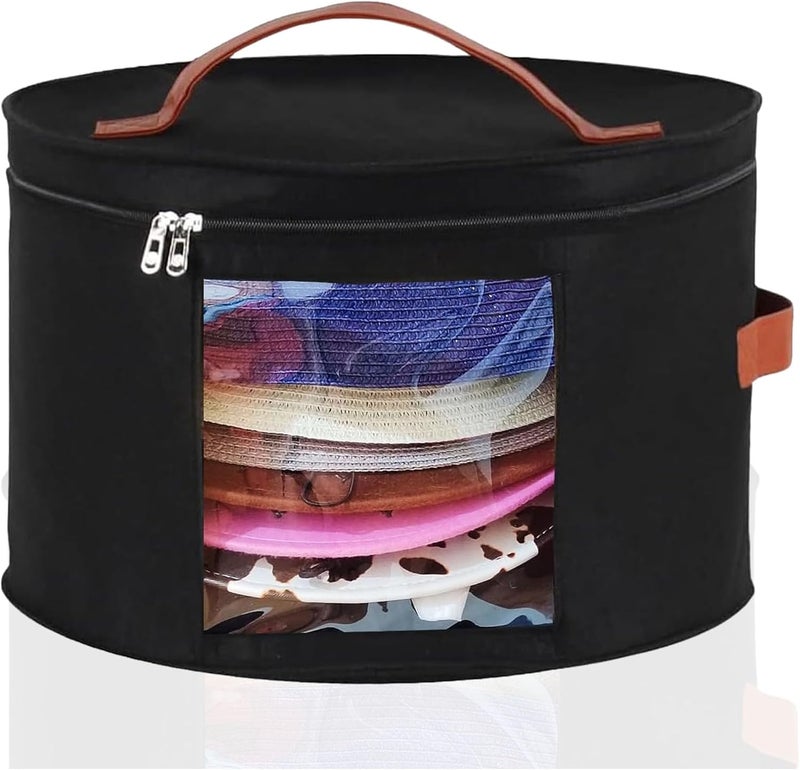 Memfish Hat Box-Hats Boxes for Women Storage Travel Large Round Hat Carrier Case Organizer (Black) - Image 1